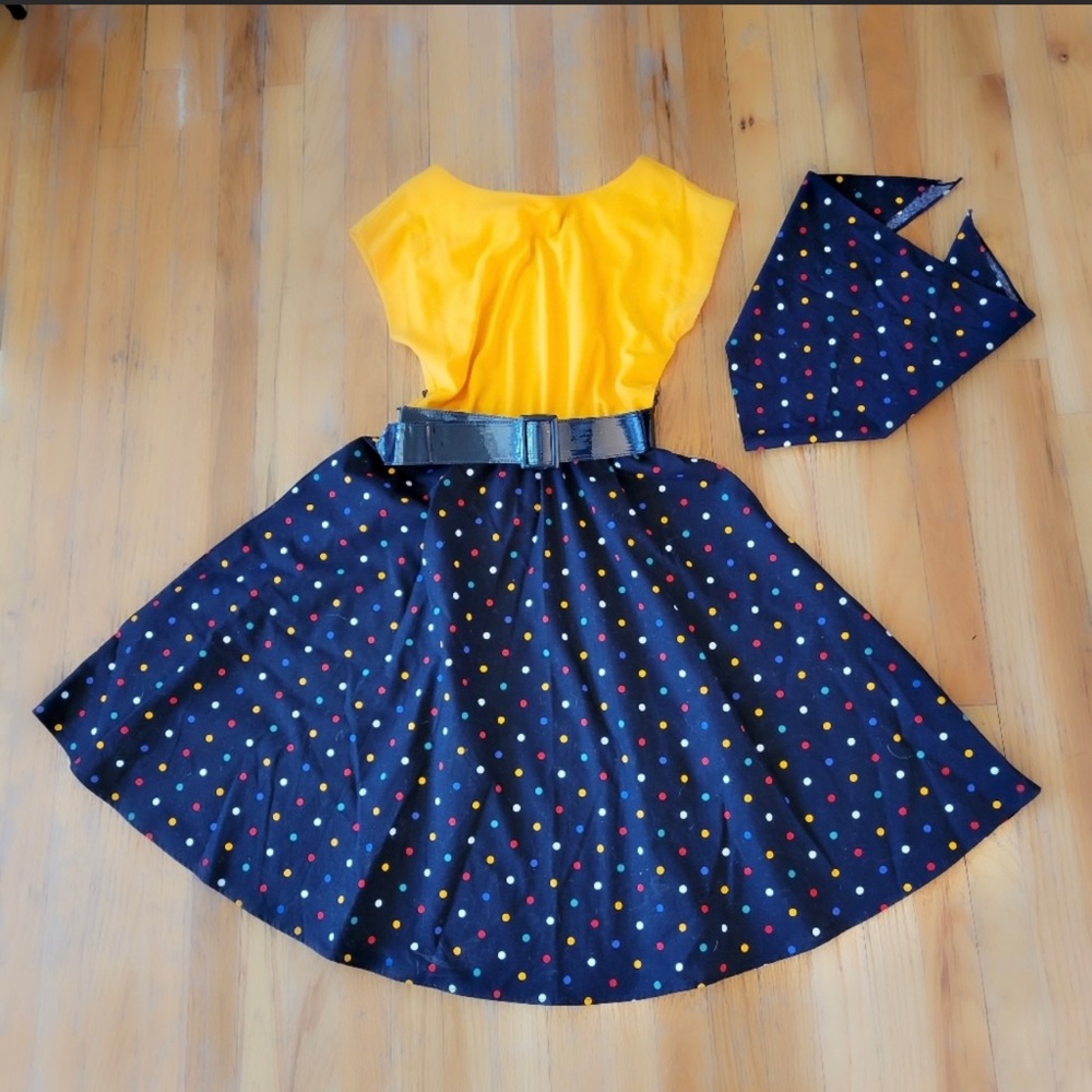 IN CINQ Vintage 50s Style A Line Colorful Polka-dot Dress | fits size womans 10